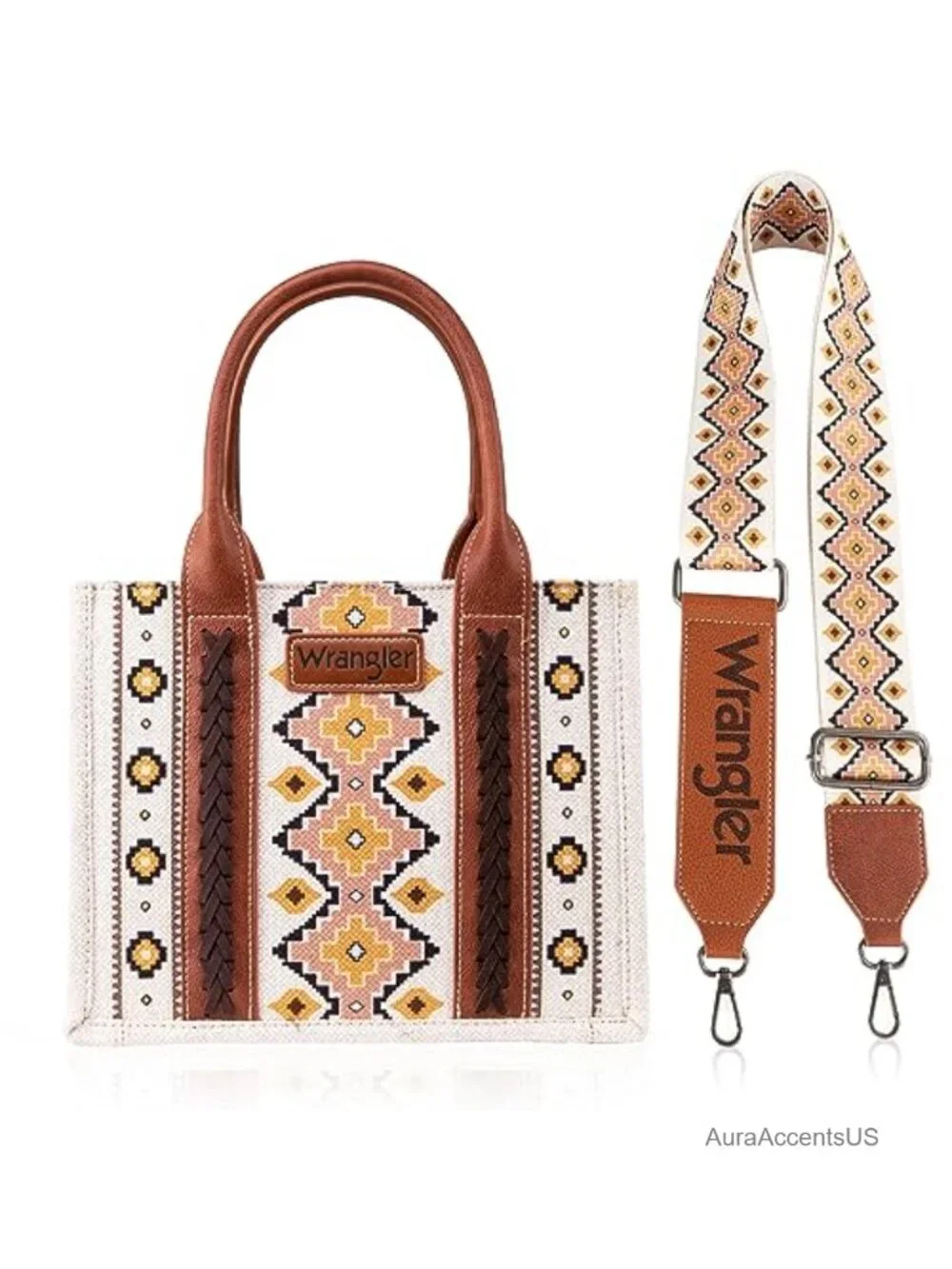 Aztec Print Hobo Tote Bag with Guitar Strap Canvas Shoulder Purse